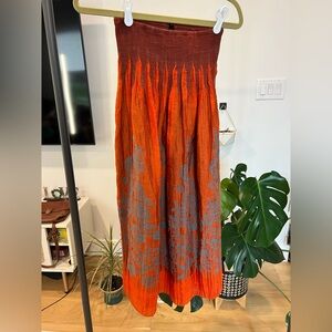 Women’s Anthropology LAPIS Smocked Floral Boho Skirt